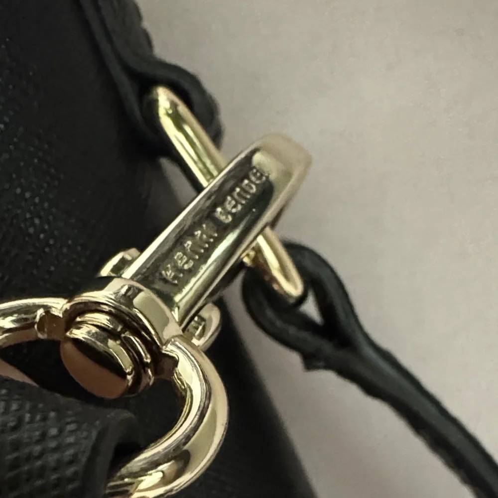Henri Bendel Black Leather Shoulder Bag with Gold Accents - Picture 14 of 15